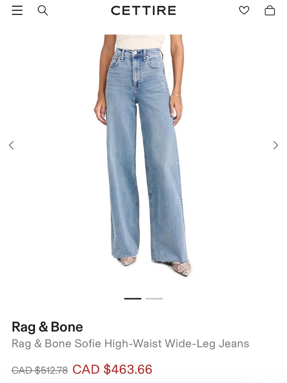 rag & bone Wide-Leg High-Waist Jeans in Light Blue